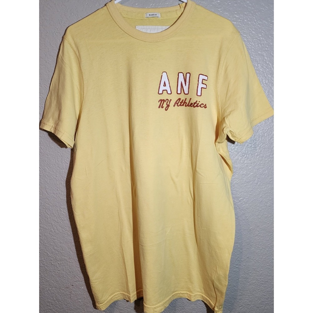 Abercrombie & Fitch Men's Muscle T-Shirt, Size 2XL, Yellow, Short Sleeve, Logo